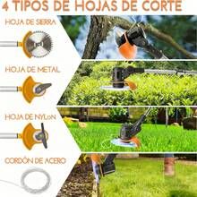 Cortacésped Eléctrico Inalámbrico 21V - Herramienta Multifunción con 4 Cuchillas + 2 Baterías, Ligero 1.6kg para Huerta, Camping, Hostal y Mantenimiento de Patio/Herramienta de Jardín Multifunción 800W - Cortacésped Batería de Litio + 4 Cuchillas Intercambiables, Ideal para Huerta, Balcón y Camping en México - Amarillo Mostaza - Ver 5