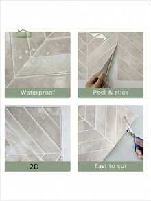 5/10/30 Piezas de Azulejos Autoadhesivos - 11.4 Pulgadas X 9 Pulgadas Cada Uno - Azulejos Adhesivos 3D para Salpicadero, Resistentes al Agua y al Aceite, para Cocina y Baño - Beis - Ver 3