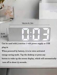 1个大型LED数字时钟，带温度显示、背光屏幕、静音闹钟，适用于卧室，亮度可调，12/24小时制，可使用电池或USB线供电 - 彩色 - 查看 11