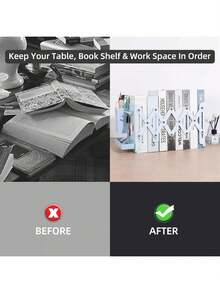 A Set Of Sturdy, Durable,,Desk Accesorries,Office Decor,útiles,Local Warehouse Items Escolares, Multifunctional Retractable Bookends With Pen Holder Hooks And Storage Boxes, 6-Piece Folding Space-Saving Desktop Storage Rack, Thick Partition Metal Book Storage Rack - Màu xanh lam - Xem 6