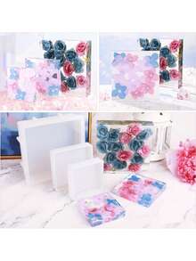 3pcs Square Silicone Resin Molds, Large Size Resin Molds, Smooth Deep Square Epoxy Resin Silicone Molds, Suitable For Flower Preservation, Bookstore Molds, Home Decor - White - View 6