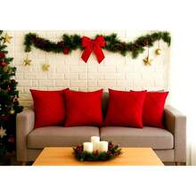 Set Of 4 And 2 Draped Suede Cushion Covers 44x44cm Decoration - Red - View 4