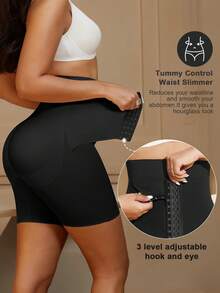 1pc Waist & Navel Design Shapewear For Women, Lifting Waist, Abdomen & Buttocks, Seamless Padded Butt Shaper, Slimming Shorts - Black - View 2