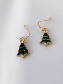 1 Pair Fashionable Christmas Enamel Snowman, Deer & Tree Earrings - Red Old Man - View 6