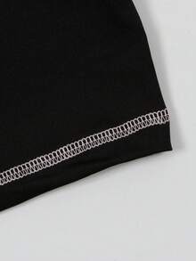 2 piezas Conjunto de chaqueta con cremallera y pantalones con estampado sexy de primavera, conjunto de ropa para vacaciones al aire libre en color negro - Negro - Ver 5