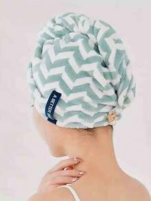 Faixa de cabelo de secagem rápida - Design listrado moderno, toalha de cabelo macia e absorvente para mulheres, roupão de banho em mistura de poliéster premium, essencial para a casa moderna, confortável de usar, toalha com padrão espinha de peixe. - Multicolorido - Ver 14