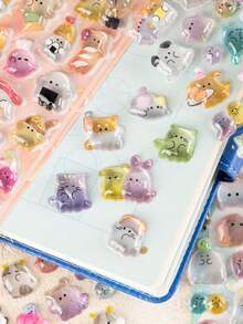 3D Cute Stickers - Cartoon Hot Dog Sushi Bubble Stickers, Adorable Mini Plush 3D Reusable Stickers, Suitable For Scrapbooks, Planners, Diaries, Notebooks, Laptops, Phone Cases, Decorations (Solid Color)