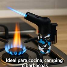 1 encendedor de antorcha rellenable Compacto, funcional y de uso diario cocinar, hornear, hacer manualidades, acampar y hacer barbacoas Llama a prueba de viento ajustable. - Multicolor - Ver 5