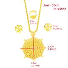 3 pièces Ensemble de bijoux classique doré creux en forme de croix, comprenant des boucles d'oreilles, une bague et un collier. Élégant et convenant aux femmes. Adapté pour les rassemblements au Moyen-Orient, les mariages, les festivals, les fêtes et les anniversaires.