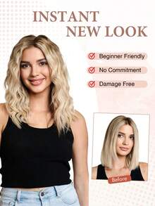 Clip-In Hair Extensions, 4pcs/Set 12-Inch Short Wavy Hair Pieces, Invisible Hair Fringe, Soft Synthetic Fiber Material, Suitable For Women's Daily Wear - Multicolor - View 6