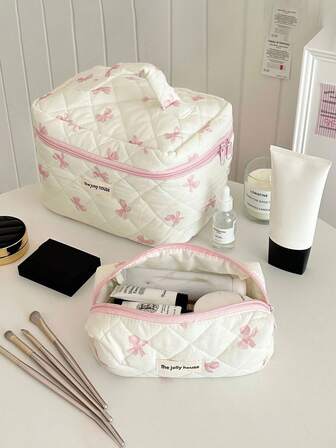 3件套粉色蝴蝶结化妆包，轻便拉链化妆品收纳包，甜美风格多功能洗漱用品收纳盒，母亲节礼物，送给闺蜜的礼物，送给老师的礼物。化妆包，化妆品收纳盒，化妆袋，化妆品收纳，珠宝收纳，唇彩收纳，指甲油收纳，化妆包，化妆品收纳盒，化妆品收纳盒，化妆品收纳，化妆袋，化妆包