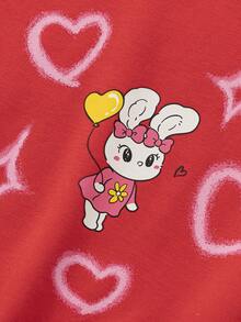 Balabala 女童印花卫衣，柔软休闲春季套头衫 - 紅色調 - 查看 9