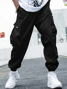 2pcs/Set Tween Boys' Stylish Minimalist Casual Cargo Pants - Multicolor - View 5
