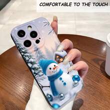 1PC Phone Case ,  Snowman Winter Landscape Tree Snowflake , Stylish Phone Case, Phone Decoration, All-around Lens Protection, Creative Small Gift, Funny Gift for Boys and Girls - ブラック - チェックする 1