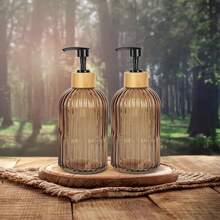 Amber Glass Soap Dispenser With Pump, 2 Pack 13.5oz Vertical Stripe Design Hand Soap Dispenser For Hand Wash, Dish Wash, Elegant Dispenser For Bathroom And Kitchen - Nhiều màu - Xem 7