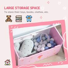 2-In-1 Kids Storage Bench With Safety Rod | Toy Box And Seat In Pink - Default - View 7