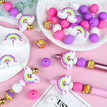 25/30/69pcs 3D Rainbow Sun Theme Silicone Beads | Silicone Focal Beads And 15mm Printed Round Beads, For Making Keychains, Lanyards, Pens, Focal Beads And Accessories, Keychain Accessories, Colorful Beads Decor, Suitable For Holiday Gifts, Birthday Gifts, Back To School, Halloween, Thanksgiving, Christmas Gifts - Dòng Cầu Vồng - Xem 6
