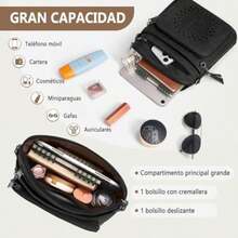 RAINSMORE Bolsa Crossbody Mujer, Bolsas Bandolera de Impermeable Cuero, Bolso Crossbody para Mujer diario, viajes, trabajo(Negro) - Multicolor - Ver 5