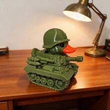 1pc Creative Tank Duck Statue, Soldier Tank Duckling Sculpture, Cute Imaginative Military Duck Decor, Humor Accessory For Military Fans, Home Desktop Decoration Duck Party, Bathroom, Bedroom, Office, Kitchen, Living Room - Perfect Holiday Gift For Family And Friends Military Enthusiasts - Multicolor - View 4