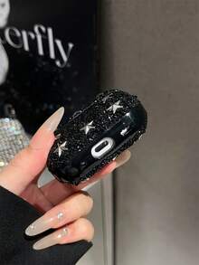 1個黑色金屬五角星鉚釘龐克風藍牙耳機保護殼，適用於AirPods - 黑色 - 查看 6