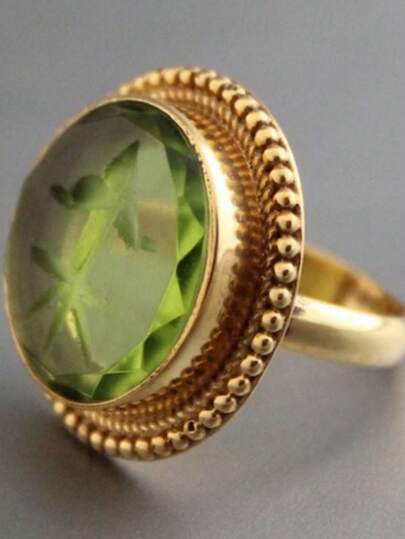 1pc Vintage Exquisite Exaggerated Large Green Zirconia Ring Anniversary Gift Christmas And Party Accessories Daily Wear And Celebration Jewelry Holiday Elegant Accessories