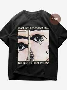 Suicideboy T-Shirt - Rap Music Shirt Casual Women's Black Cotton T-Shirt With Unique Graphic Print Round Neck Short Sleeve Regular Fit - Black - View 1