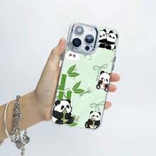 Estuche para teléfono Panda Love and Bamboo Fun Compatible con estuches para teléfonos   17  16 Pro Max  15 Pro Max  13 y  12 Material de TPU que brinda protección contra golpes y caídas Un regalo perfecto para familiares, amigos, seres queridos, novios, novias y para Navidad - transparente - Ver 3