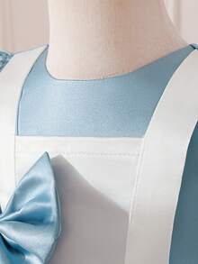 1pc Baby Girls' Lace Cloth Princess Dress, Blue Party Formal Gown