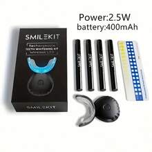 Kit de blanqueamiento dental, juego de blanqueamiento dental inalámbrico para el hogar con guía de tonos, regalo del Día del Padre, batería de litio de 400mAh - Negro - Ver 4