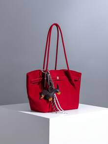 2025 New Vintage High-End Capacity Handbag/Shoulder Bag Tote Bag (With Pendant)