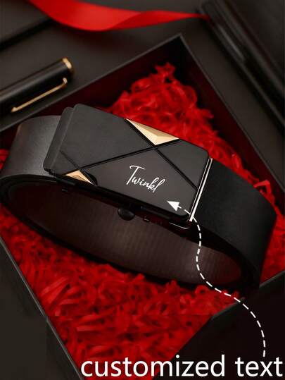 Customized Automatic Buckle Belt, Stylish And Versatile Men's Casual Belt, Personalized Design, Suitable For Business Casual And Business Occasions, High Quality, Fashionable And Versatile, It Is An Excellent Gift For Young And Middle-Aged Business People