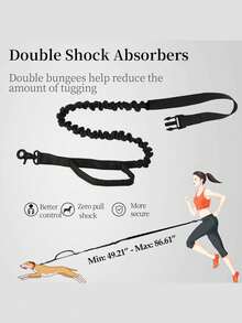 1 pièce Laisse pour chien mains libres avec poche de taille à fermeture éclair, poignées rembourrées doubles et cordon élastique durable, convient pour la promenade, le jogging et l'entraînement d'animaux de compagnie, fournitures pour animaux de compagnie