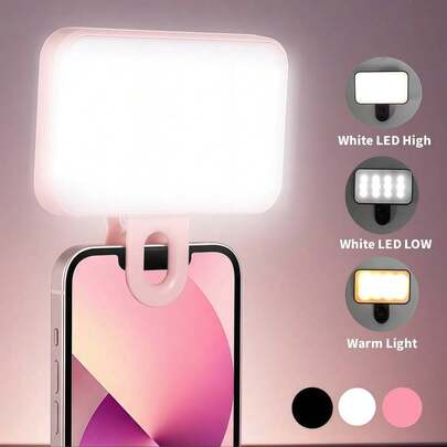 LED Fill Light Selfie Light, Portable Led Light, Ring Light, Clip-On Fill Light, 3 Lighting Modes, Phone Selfie Lamp, Mirror Light, For Mobile Phanes And Computers, Makeup, Zoom Conference, Live Streaming, Vlog, Perfect Selfies And Video Calls, Photography And Video Christmas Charming Gift, Room Decor 250mAh