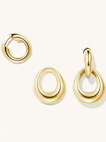 2pcs/Set Fashionable Minimalist Double Circle Earrings, Detachable Design, Exquisite And Elegant, Showcasing Feminine Charm, Available In Multiple Colors, Suitable For Daily Wear, Festivals, Parties, And Can Also Be Given As Gifts To Friends - U-shaped Earrings - View 3