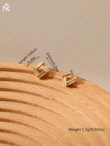 SYMFNY 1 par de pendientes de botón geométricos elegantes de circonita cúbica de plata de ley 925, adecuados para el uso diario de las mujeres