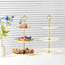 10PCS 3-Tier Cupcake Stand, Fruit Platter, Plastic Tiered Serving Stand, Square Dessert Tray For Tea Party - 白色 - 查看 3