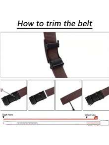 Men's Wide Belt, Reinforced Canvas, With Automatic Iron Buckle - 黃色 - 查看 4