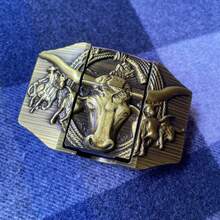Western Longhorn Bull Belt Buckle With Detachable Lighter - Antique Bronze Cowboy Buckle - Novelty Lighter - Unisex Streetwear Gift - bull head - 查看 8