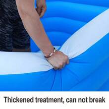 Oversized Inflatable Adult Swimming Pool, Orange Color, High & Thick, Water Park Style, Portable Foldable Summer Wading Pool Suitable For Adults, Household Outdoor Backyard Garden Swimming Pool , Beach Essentials, Beach Accessories, Pool Float,Ideal For Summer Family Entertainment, Pet Bathing, And Outdoor Water Parties - 藍色 - 查看 9