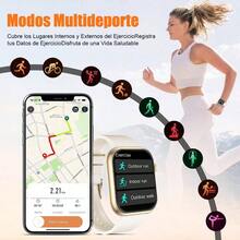 Smartwatch Reloj Inteligente Mujer - Llamadas Reloj Dama, Monitor de Deportivos, Pulsmetro, Sueo, Impermeable IP67, Pulsera Actividad para AndriodCorrea Rosa+ Beige - Oro rosa - Ver 6