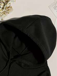 Conjunto de Sudadera Casual de Moda para Mujeres, Sudadera con Capucha Impresa de , Versátil y Cómoda para Todas las Estaciones - Negro - Ver 4