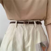 1 Piece Women's PU Slim Waist Pants Belt - 黑色 - 查看 2