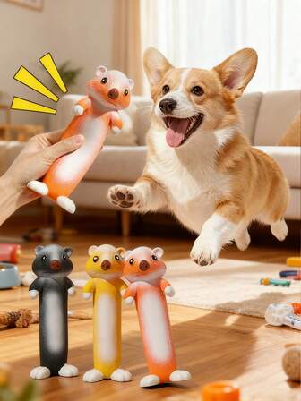 Giocattolo masticabile durevole per cani, giocattolo a forma di lontra in lattice con squittio, adatto per cani di taglia media e piccola, per masticare, dentizione, alleviare la noia, addestramento interattivo