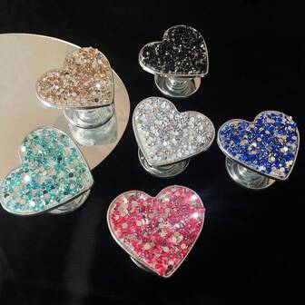 1 pieza Soporte de agarre de teléfono con baño de oro y brillo, soporte multifuncional expandible con cojín de aire para escritorio, transmisión en vivo