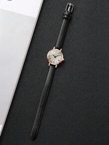 1件女士优雅小表盘罗马数字石英腕表，时尚休闲 - 黑色 - 查看 6