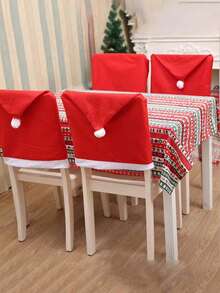 1/4/6/10 piezas Funda para respaldo de silla navideña Vestido navideño Sombrero grande impreso Funda de silla navideña de tela no tejida, se puede usar en el comedor, dormitorio, cocina y una variedad de escenarios al aire libre - Multicolor - Ver 8
