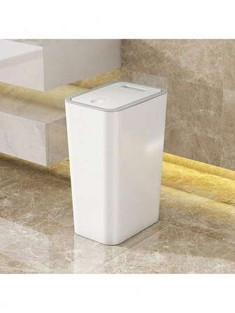 1个带盖浴室垃圾桶，采用防臭、耐磨、加厚坚固的材质，风格简约百搭，4种颜色可选，小巧圆形，表面光滑易于清洁，实用垃圾收纳，有效防止异味，家用带盖垃圾桶。