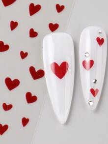 2pcs Mini Red & Pink Heart Nail Art Stickers, French Confession Heart Wedding Nail Decals, New Year Nail Jewelry Decoration - Multicolor - View 2