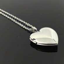 Collar Relicario para Fotos de Acero Inoxidable Corazón, Joyería para Regalo - Plateado - Ver 11