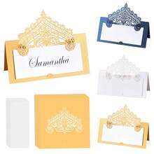 50pcs Elegant Lace Edged Place Cards - Exquisite Tableware For Weddings, Anniversaries, Meetings And Celebration Parties - Multicolor - View 1